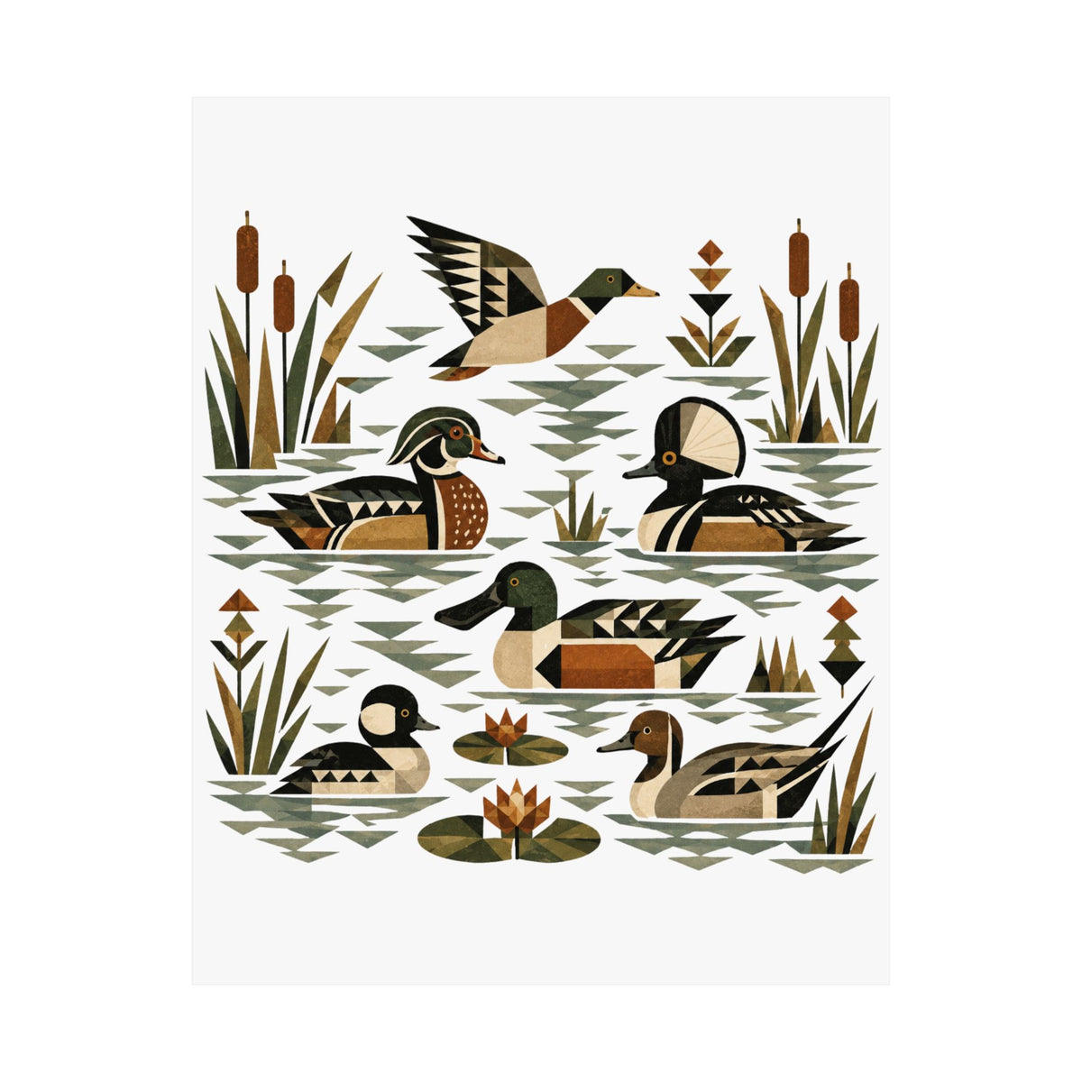 Folk Art Waterfowl Art Print
