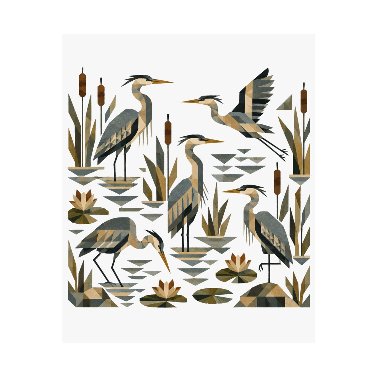 Folk Art Herons Art Print