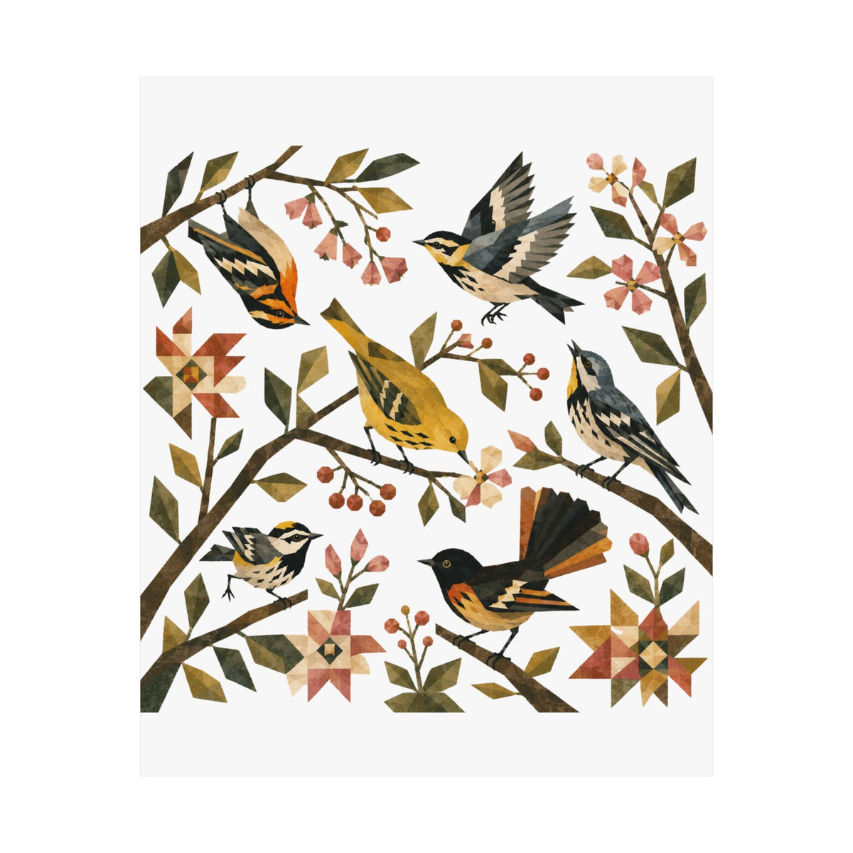 Folk Art Warblers Art Print