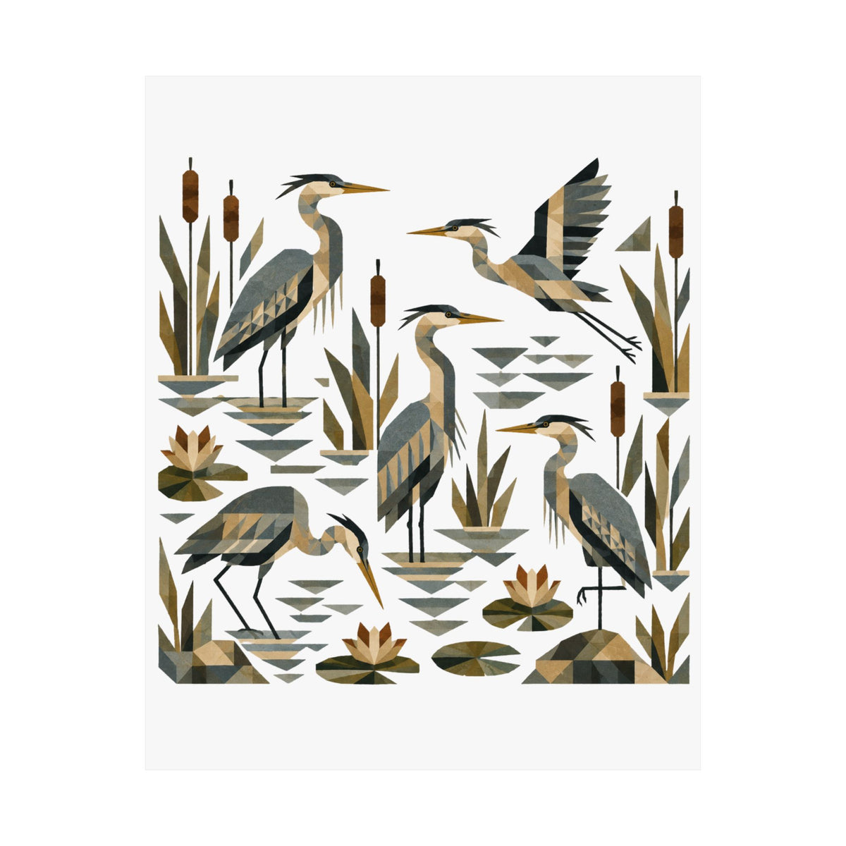 Folk Art Herons Art Print