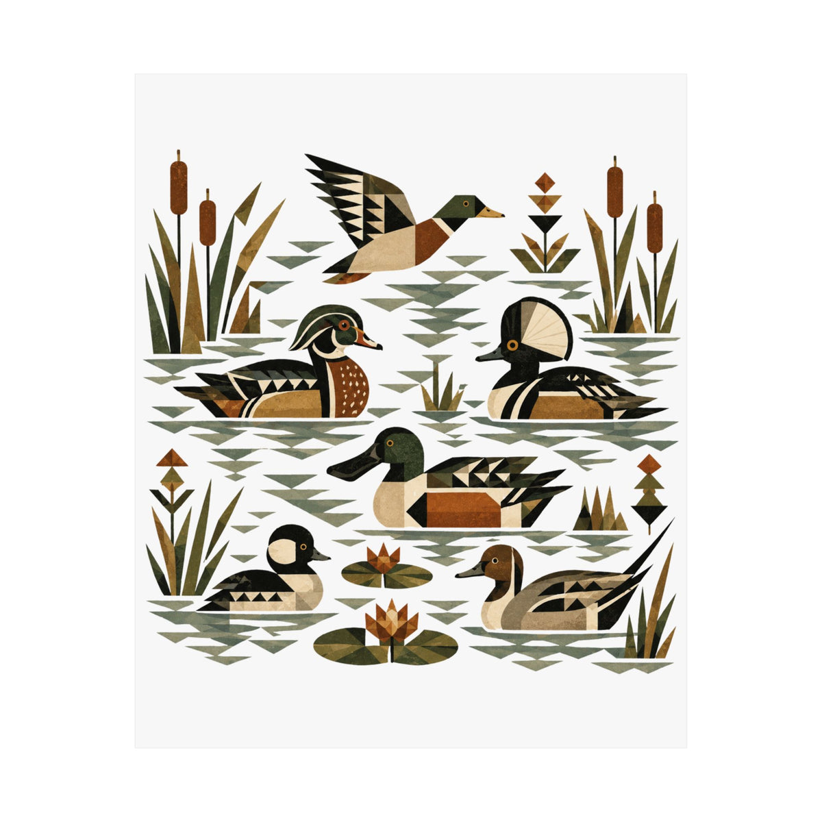 Folk Art Waterfowl Art Print