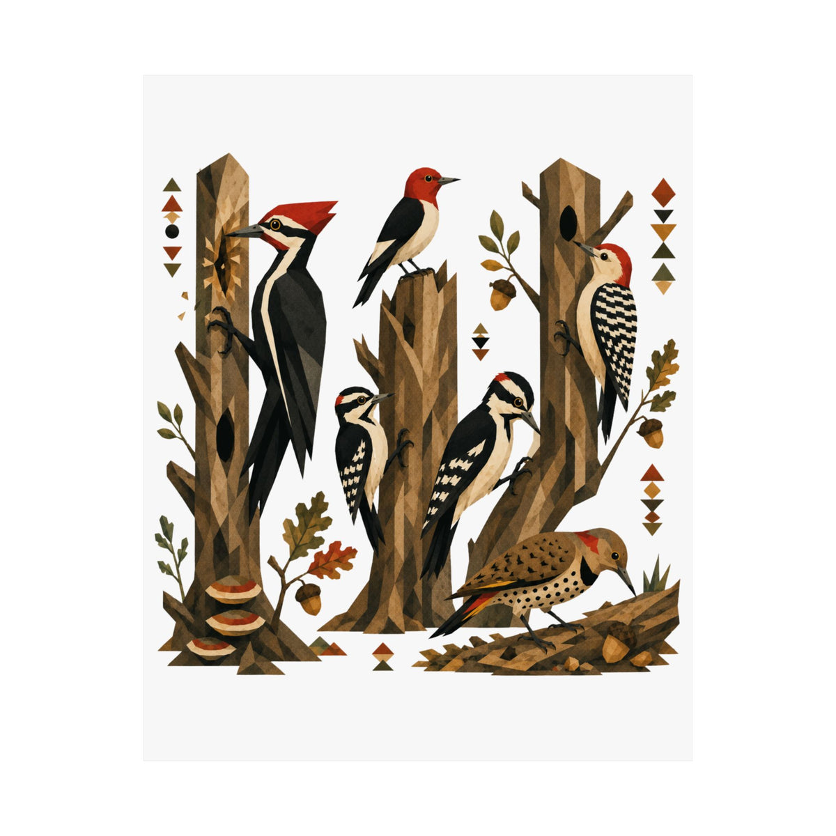Folk Art Woodpecker Art Print