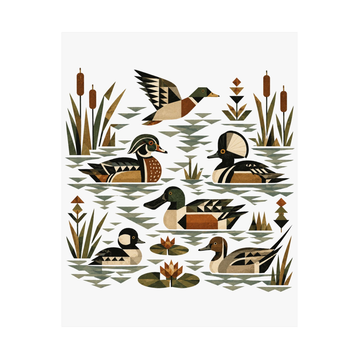 Folk Art Waterfowl Art Print