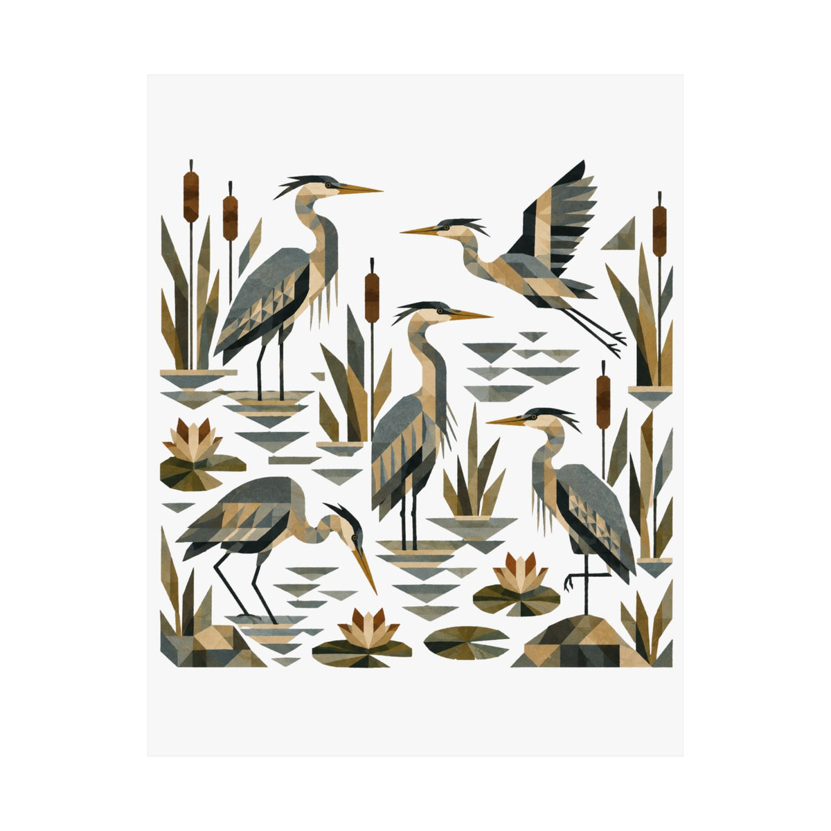 Folk Art Herons Art Print