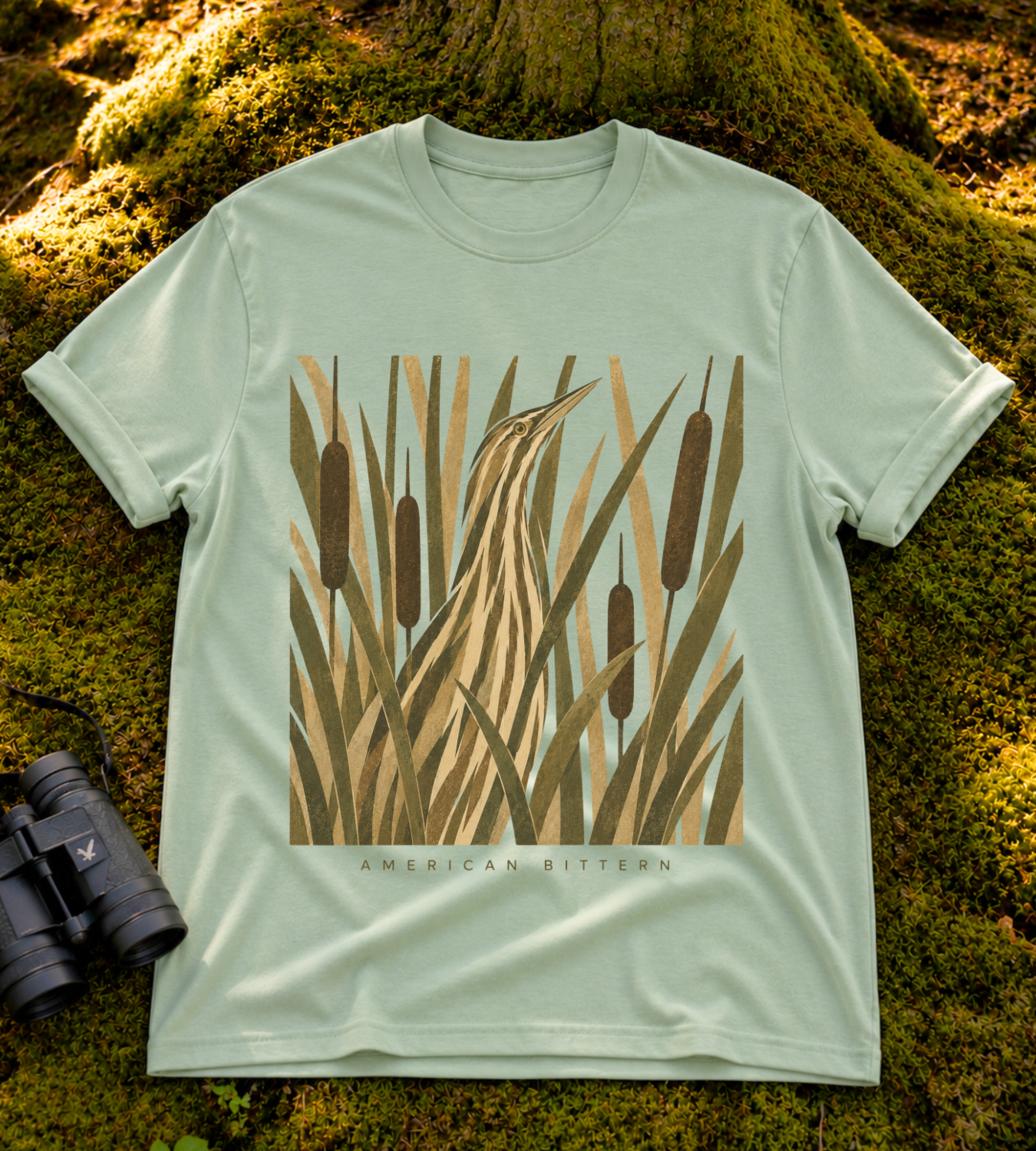 Camouflage American Bittern T Shirt