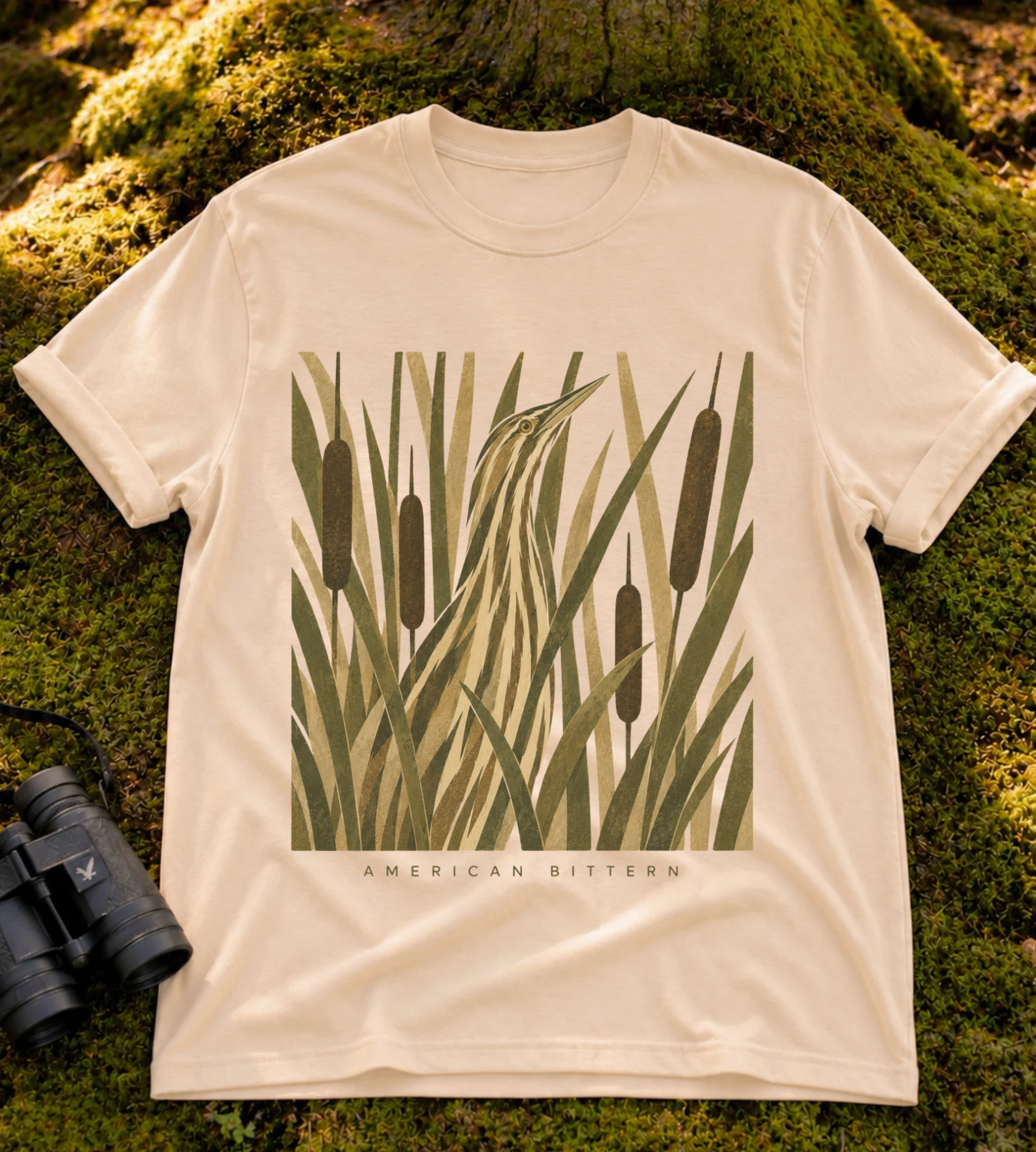 Camouflage American Bittern T Shirt
