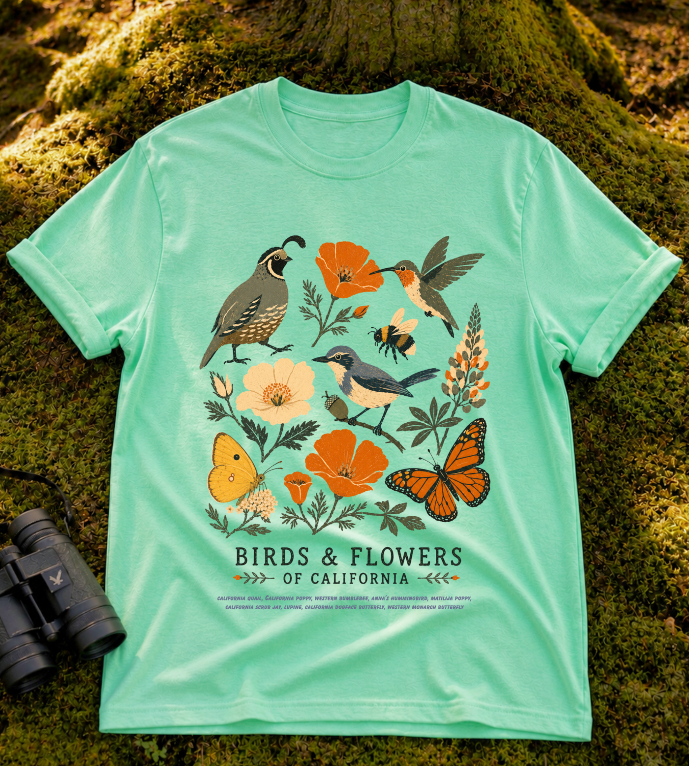 Birds & Flowers of California T Shirt