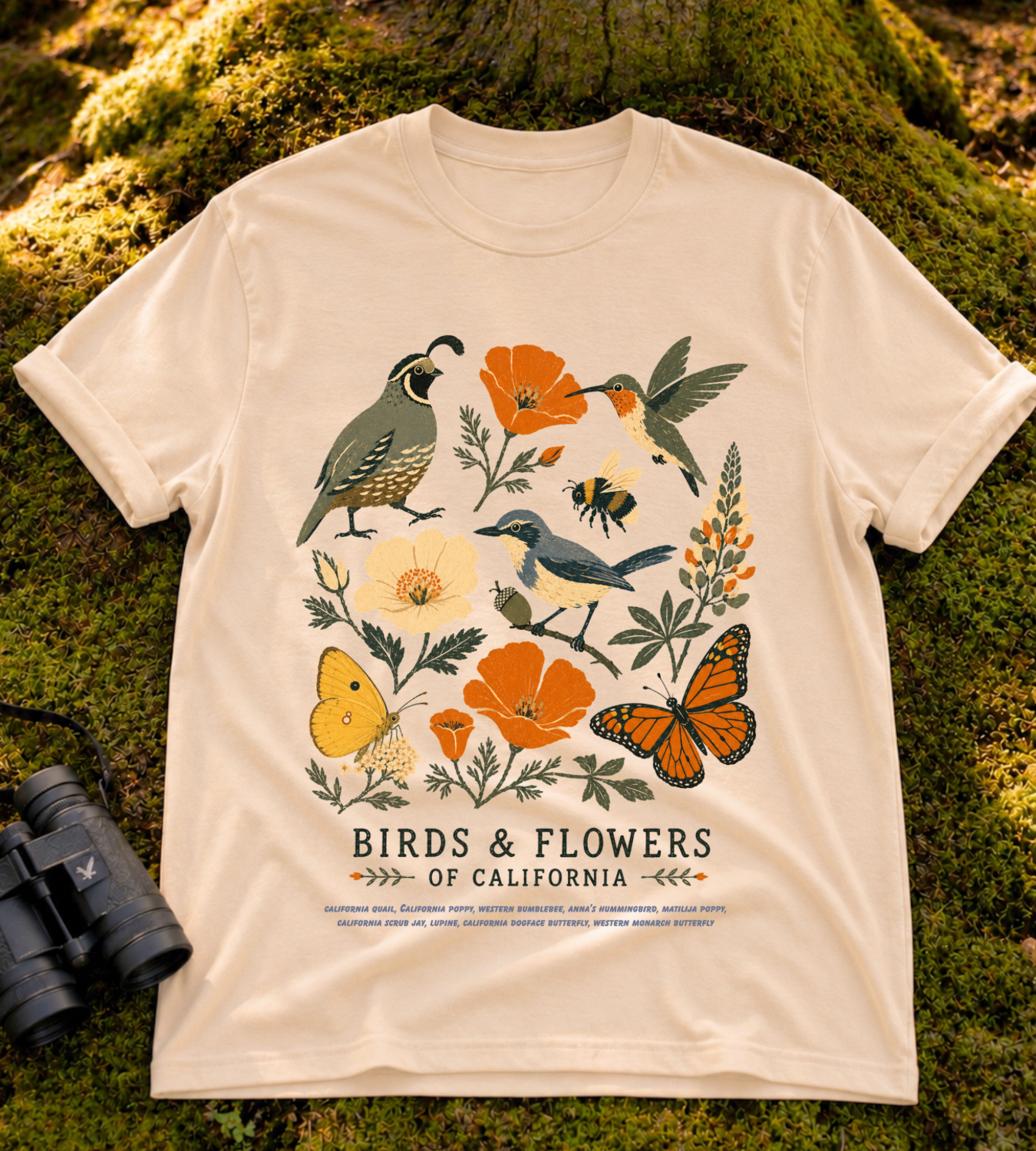 Birds & Flowers of California T Shirt