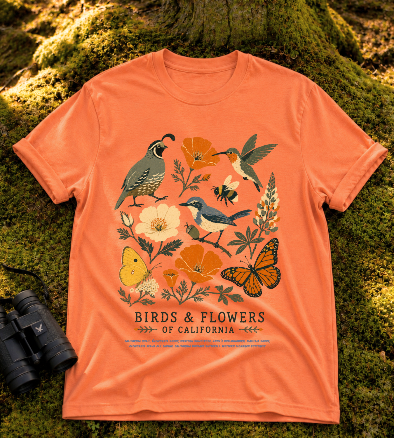 Birds & Flowers of California T Shirt