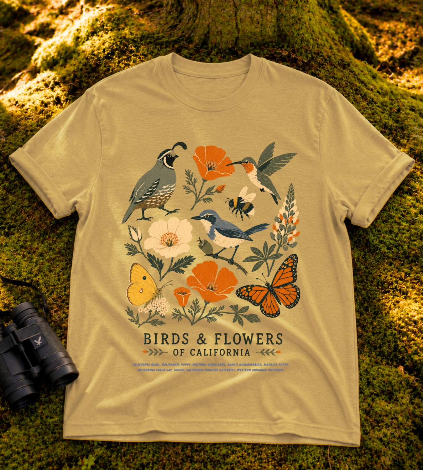 Birds & Flowers of California T Shirt