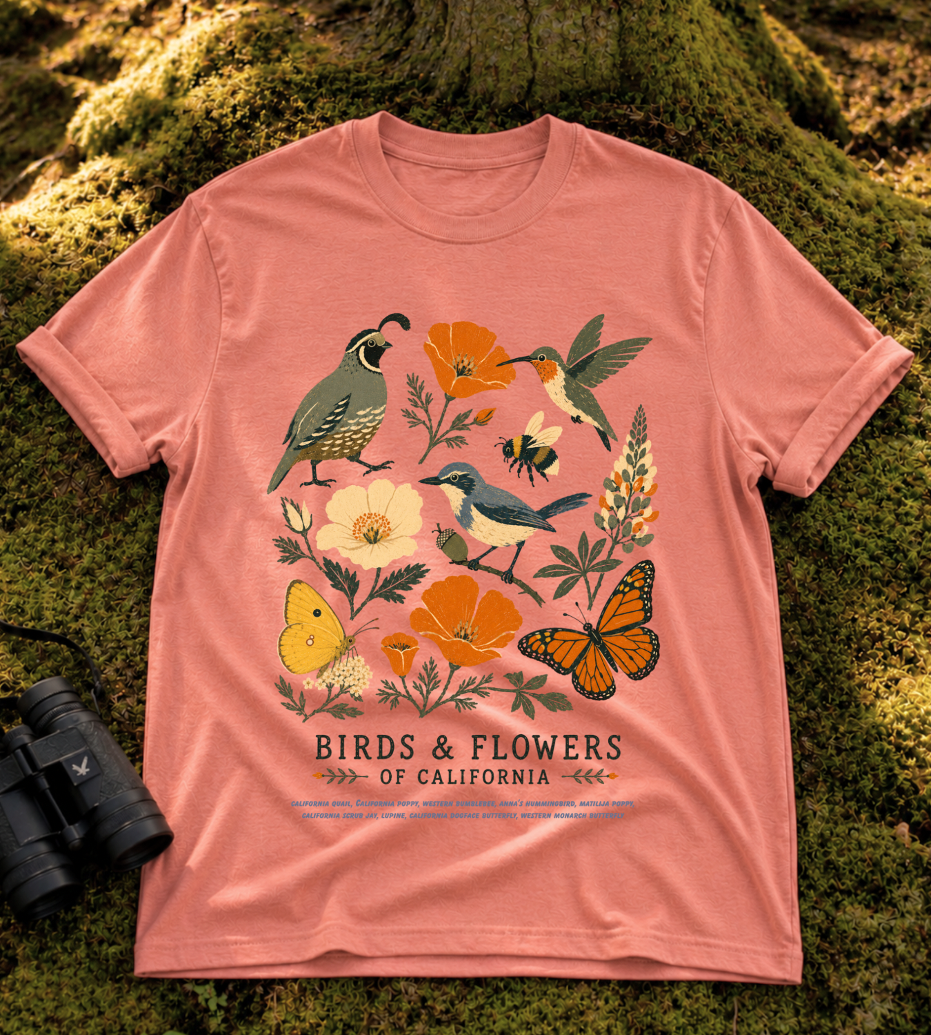 Birds & Flowers of California T Shirt