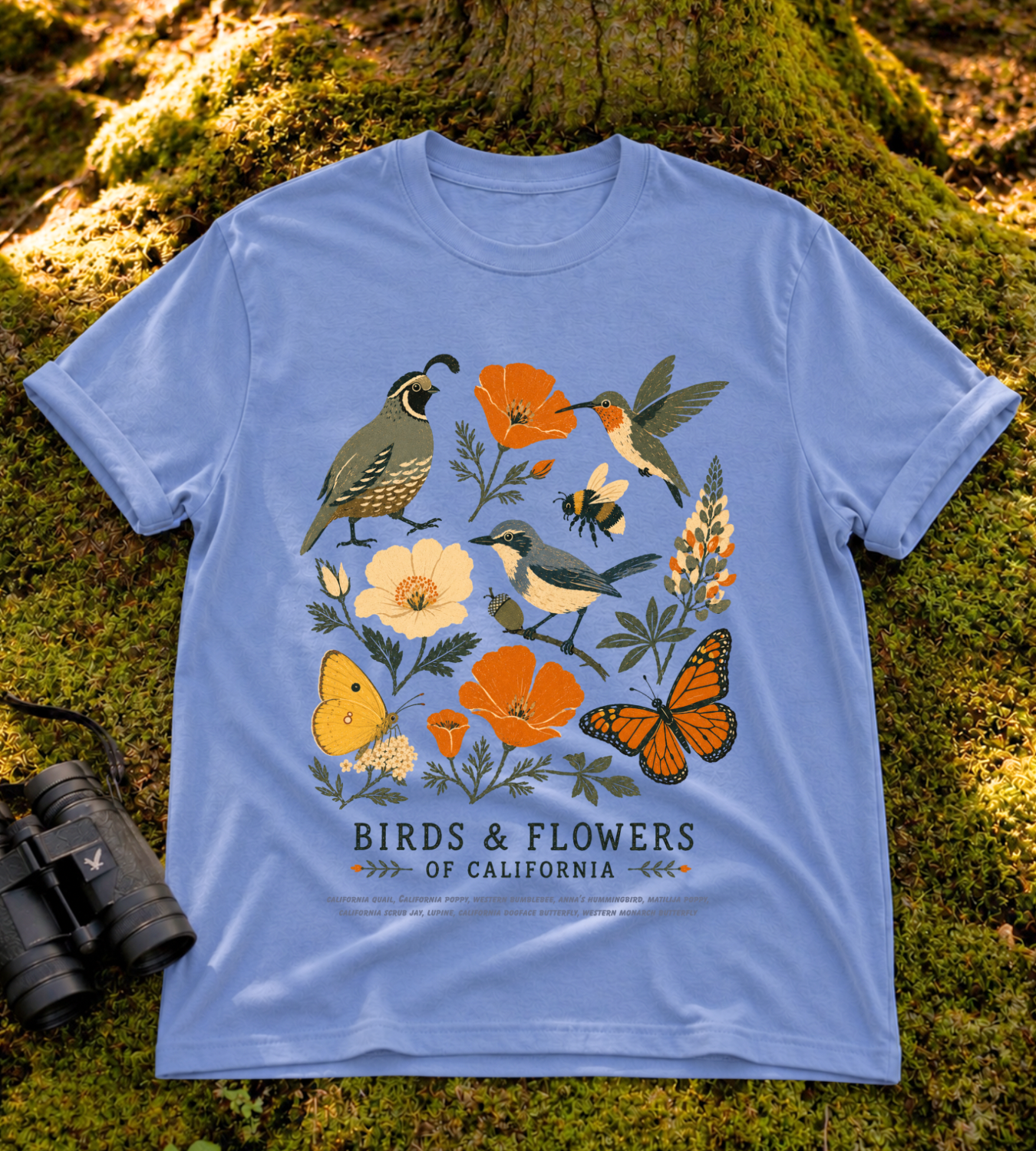 Birds & Flowers of California T Shirt
