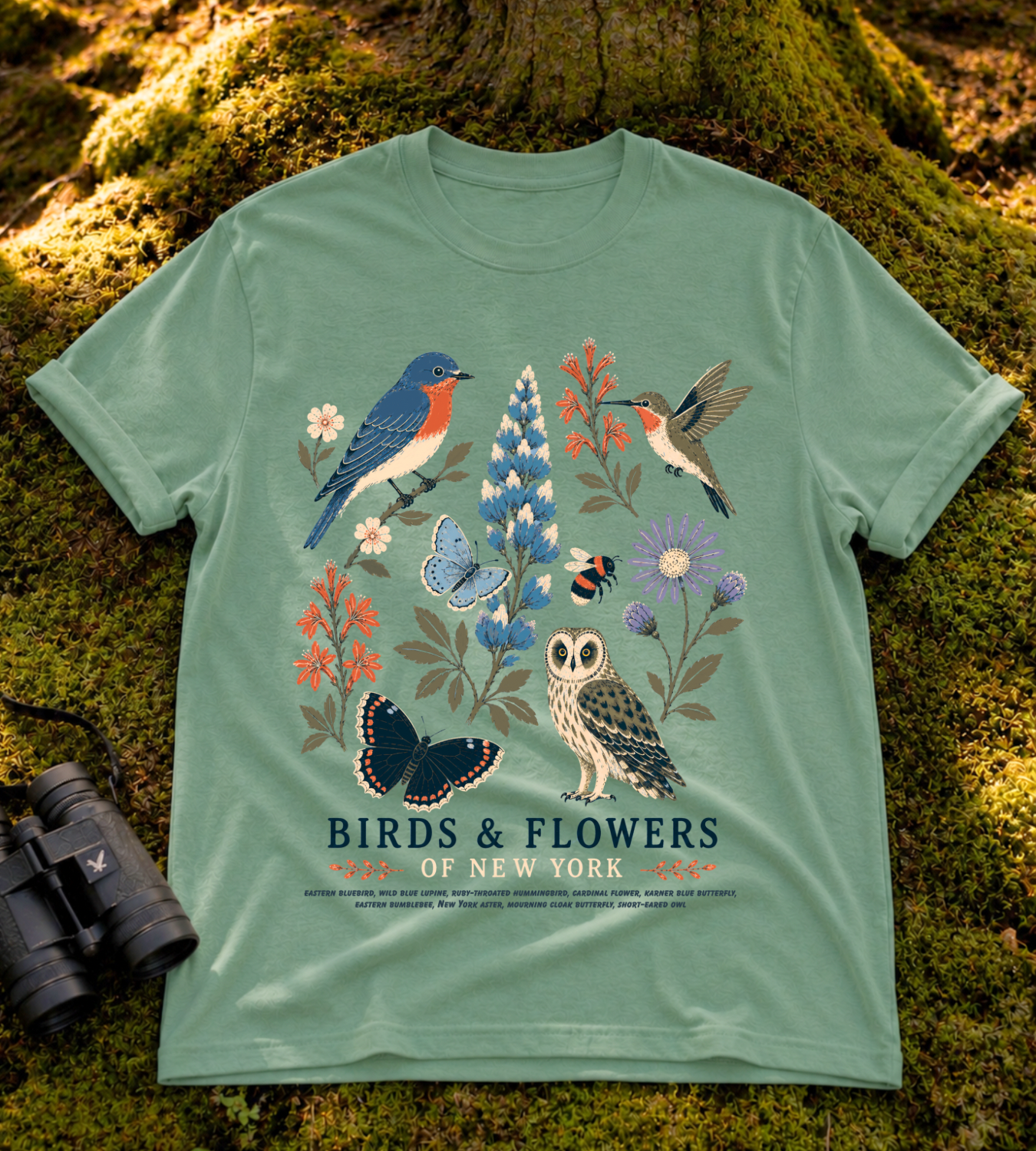 Birds & Flowers of New York T Shirt