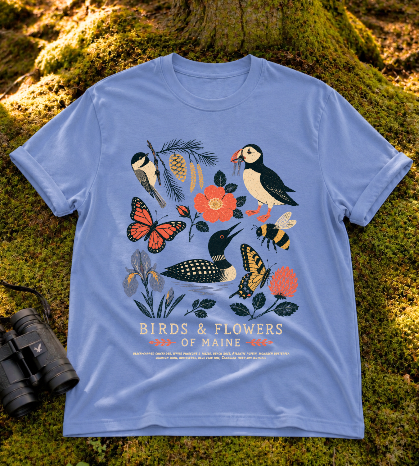 Birds & Flowers of Maine T Shirt