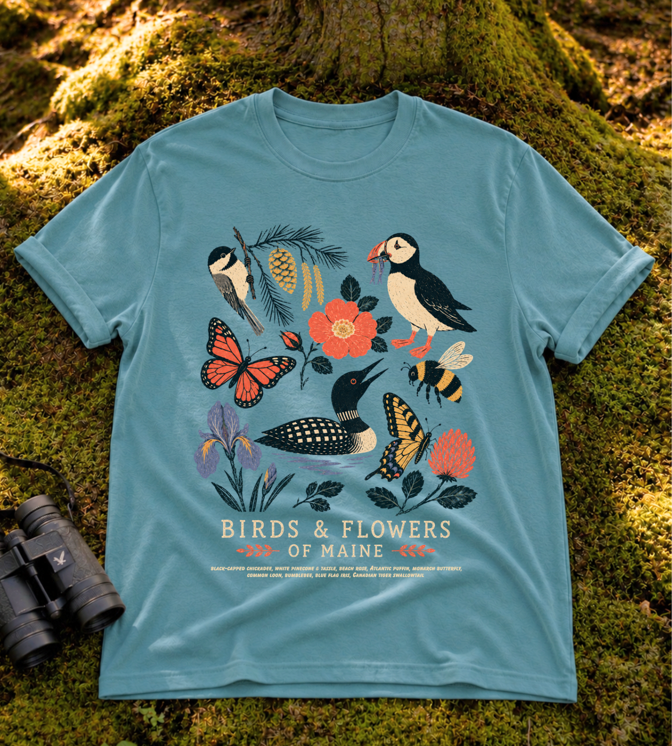 Birds & Flowers of Maine T Shirt