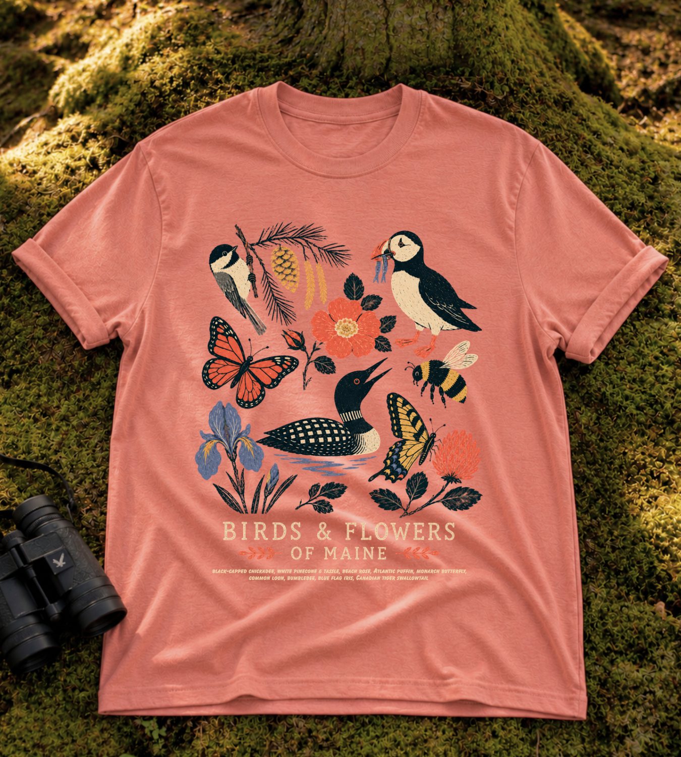 Birds & Flowers of Maine T Shirt