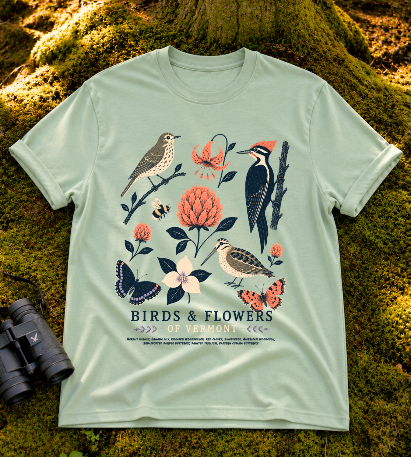 Birds and Flowers of Vermont T Shirt
