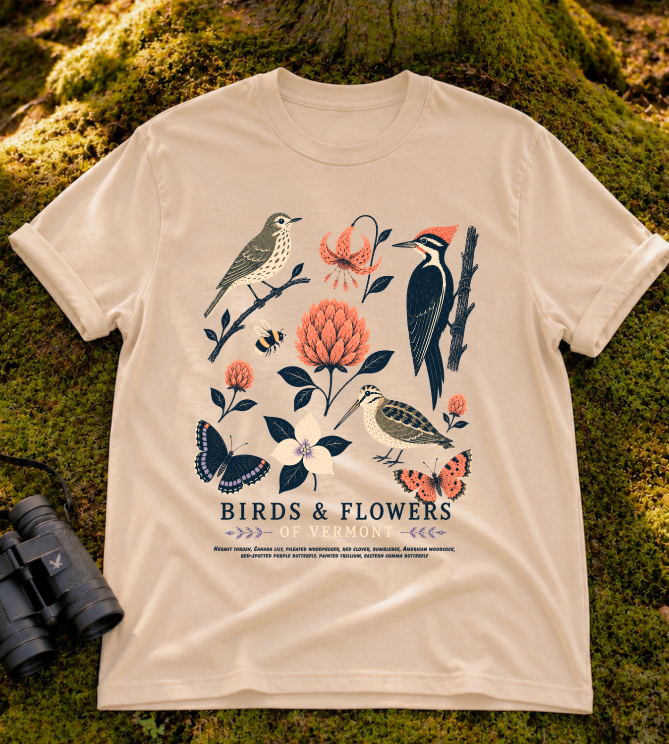 Birds and Flowers of Vermont T Shirt
