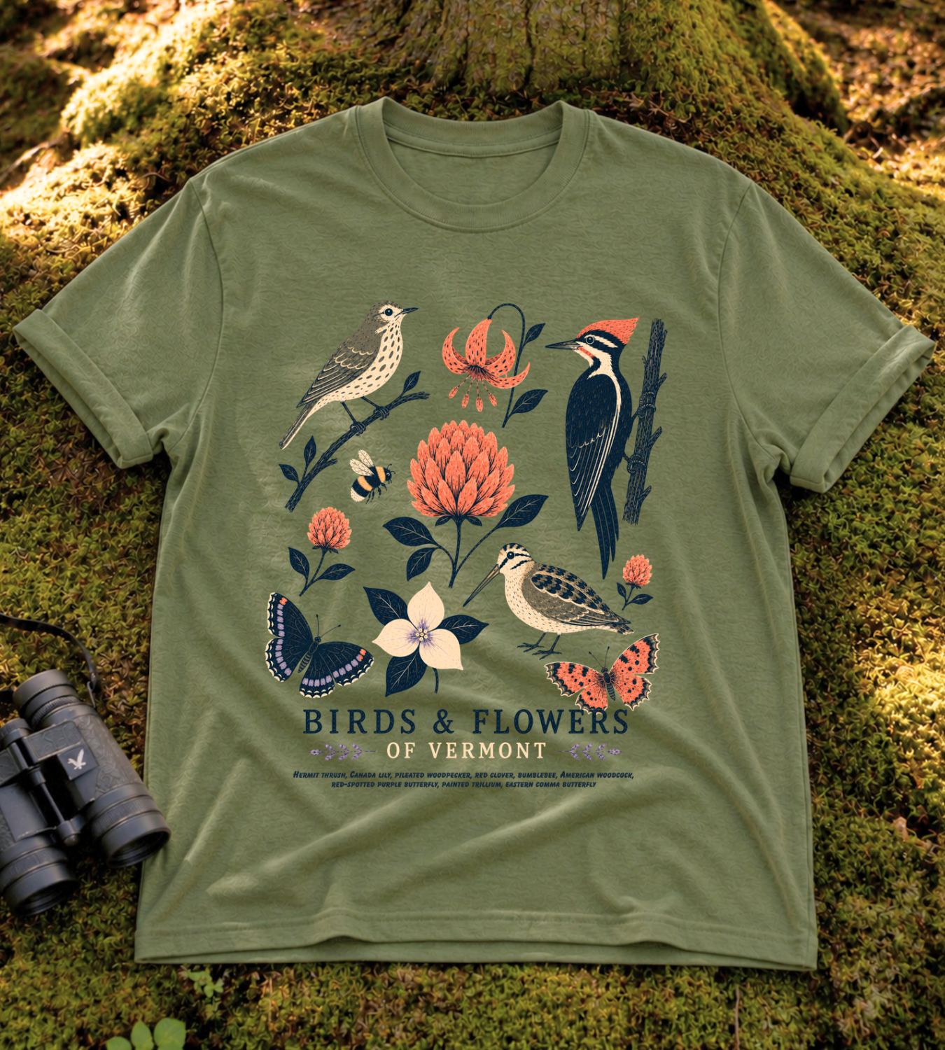 Birds and Flowers of Vermont T Shirt