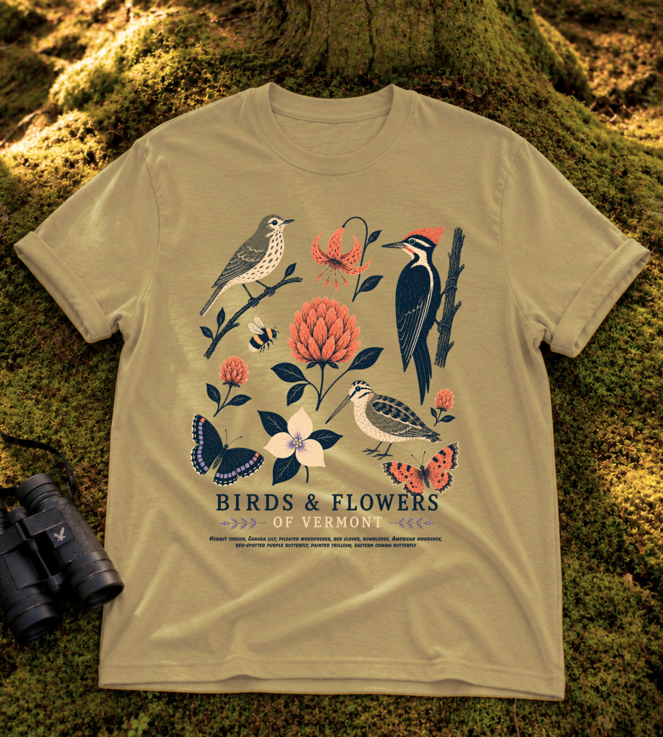 Birds and Flowers of Vermont T Shirt