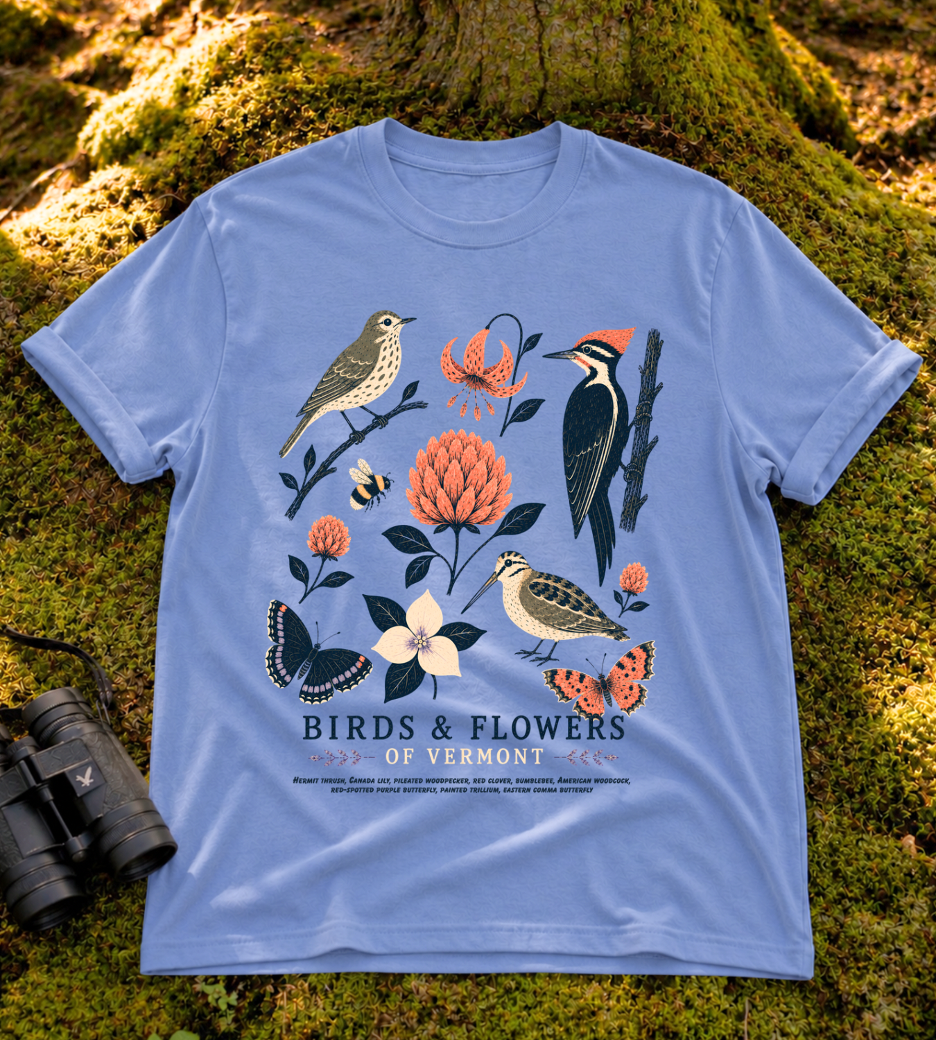 Birds and Flowers of Vermont T Shirt