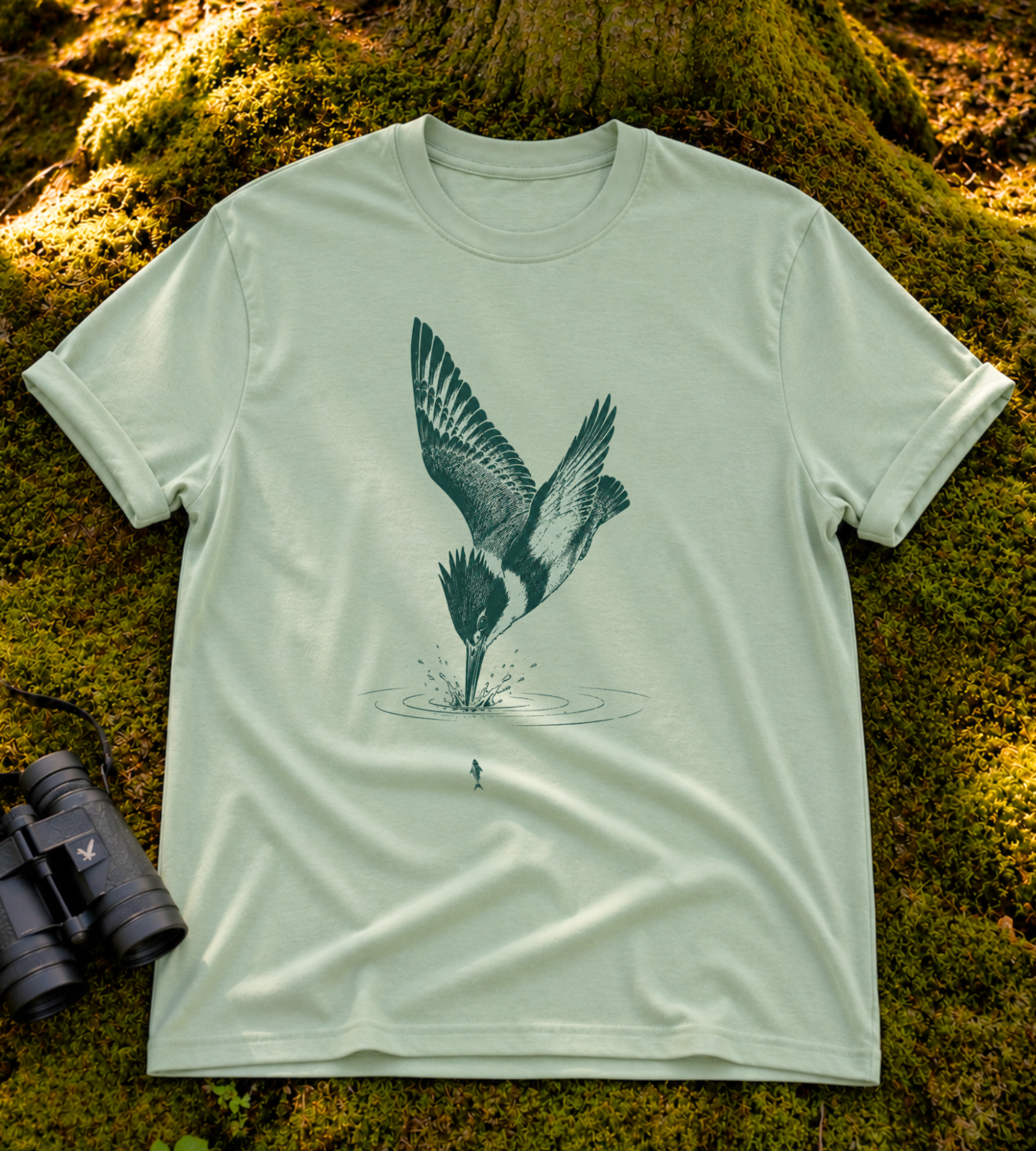 Diving Belted Kingfisher T Shirt