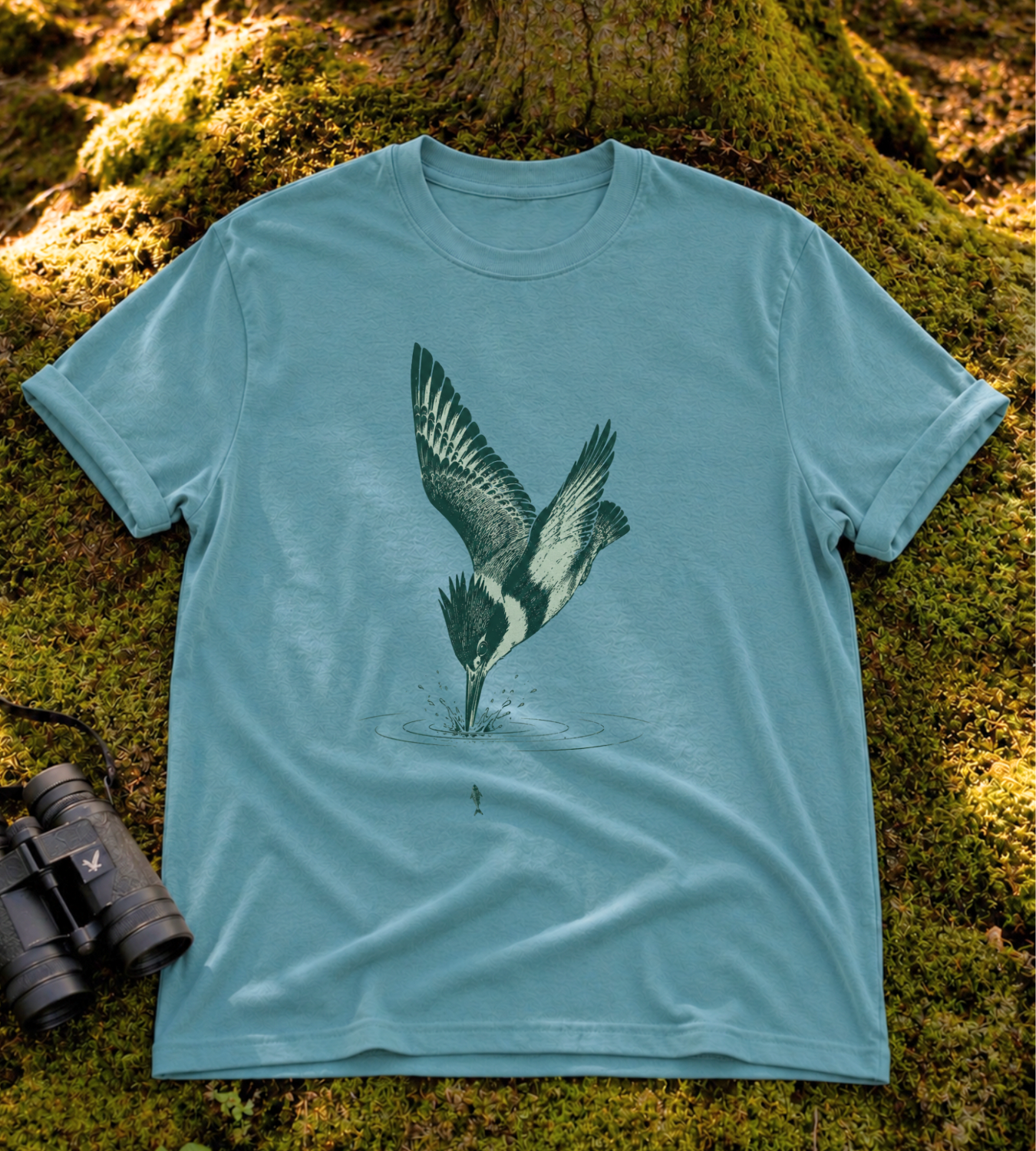 Diving Belted Kingfisher T Shirt