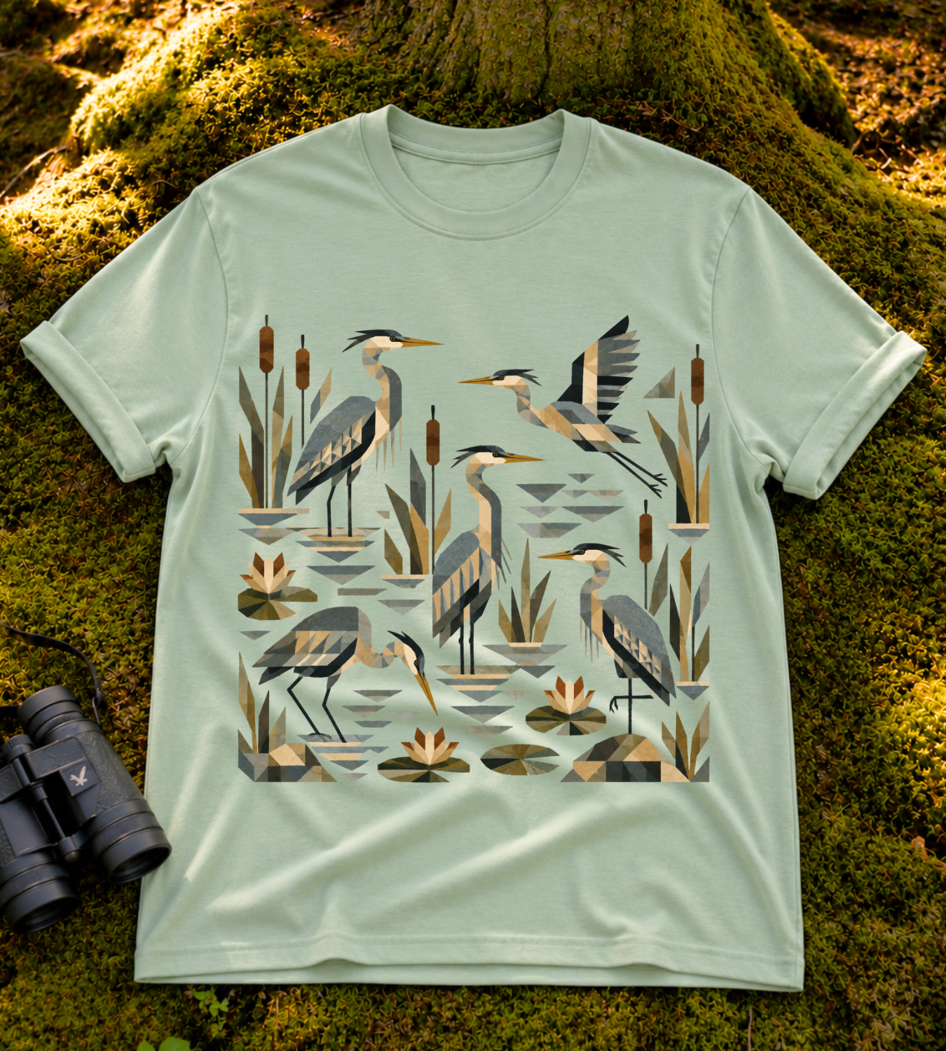 Folk Art Heron T Shirt