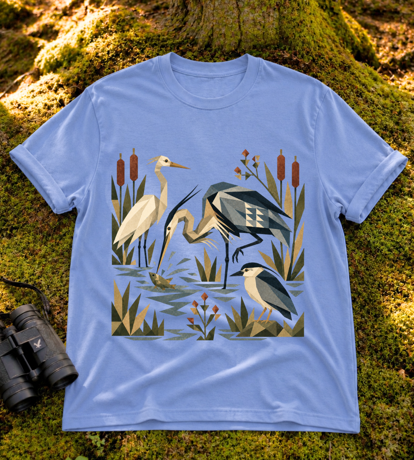Folk Art Heron Marsh T Shirt