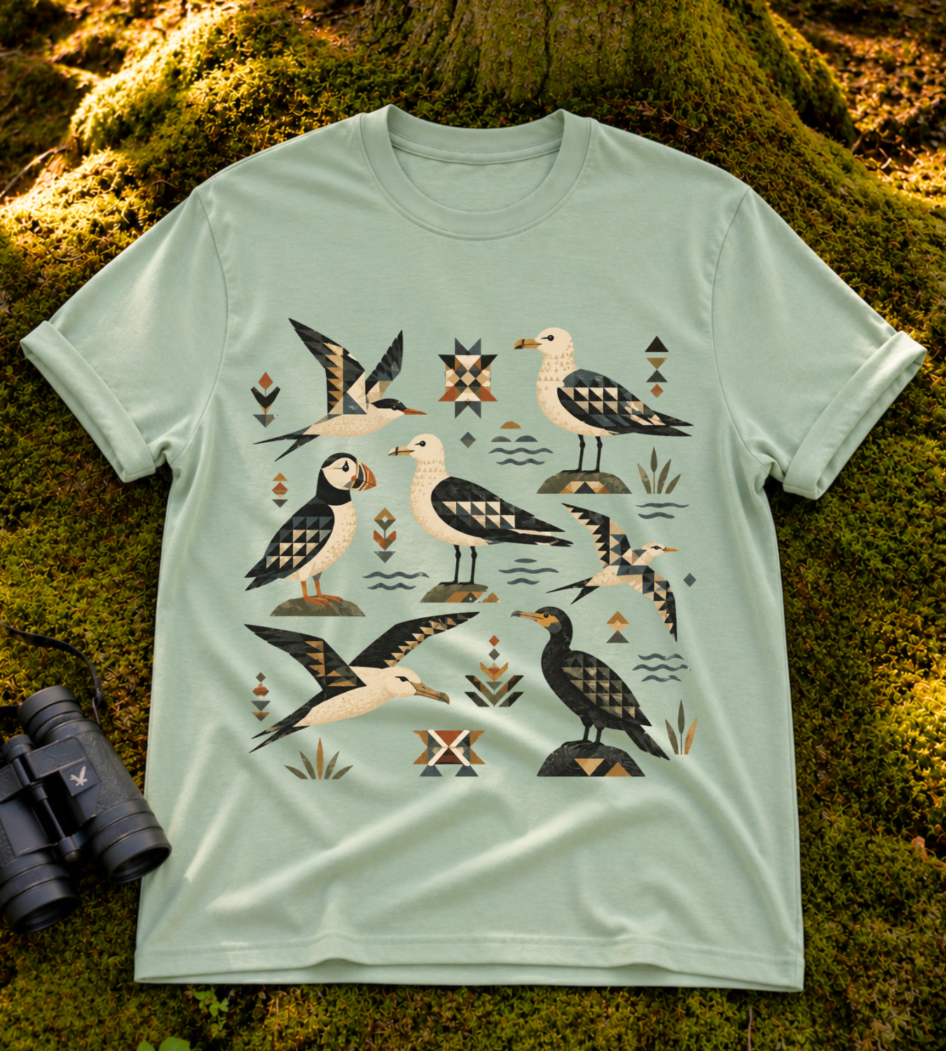 Folk Art Seabirds T Shirt