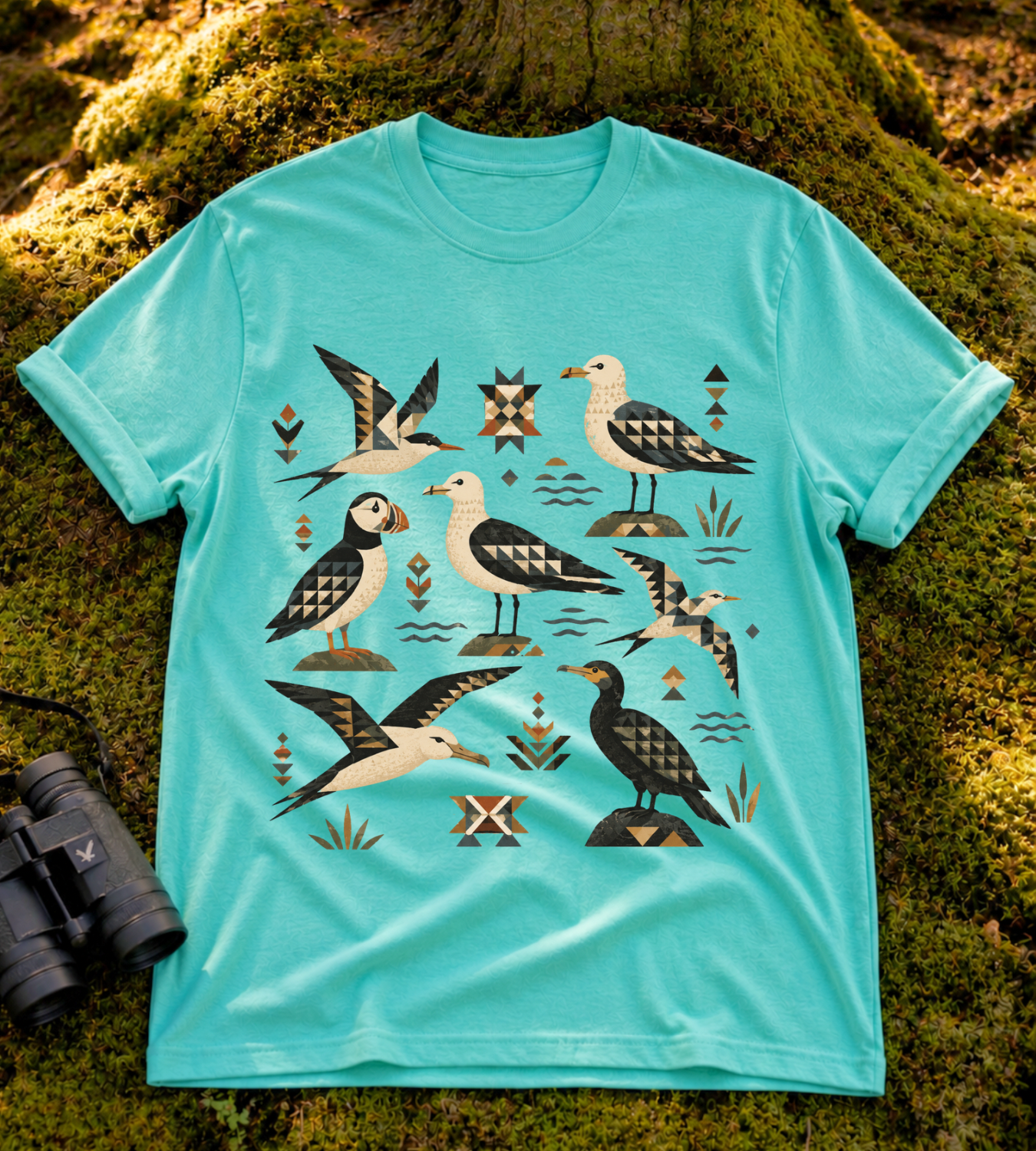 Folk Art Seabirds T Shirt