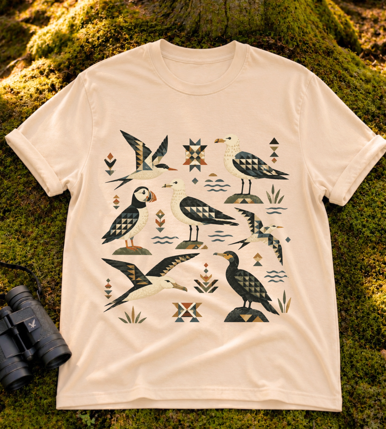 Folk Art Seabirds T Shirt