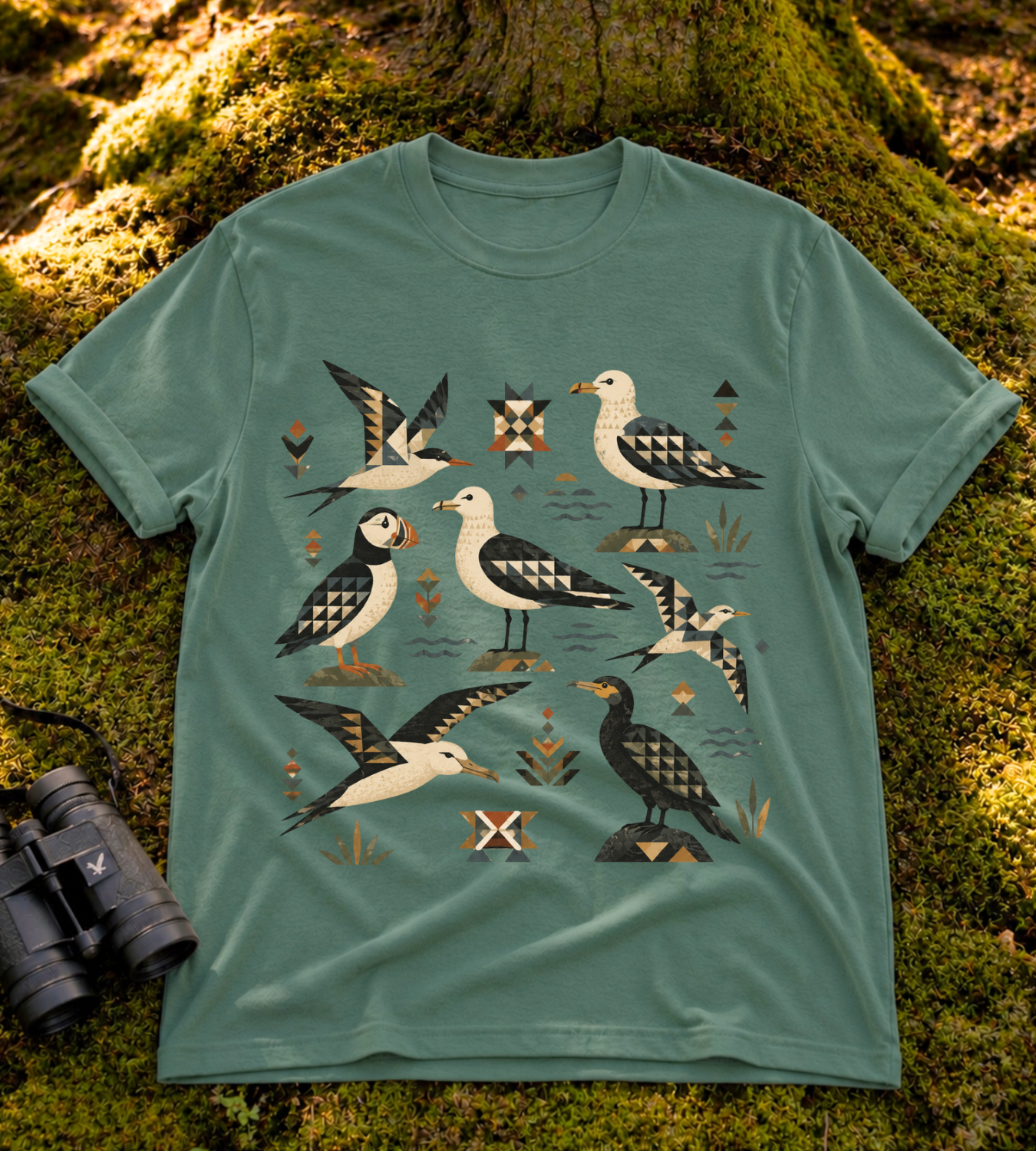 Folk Art Seabirds T Shirt