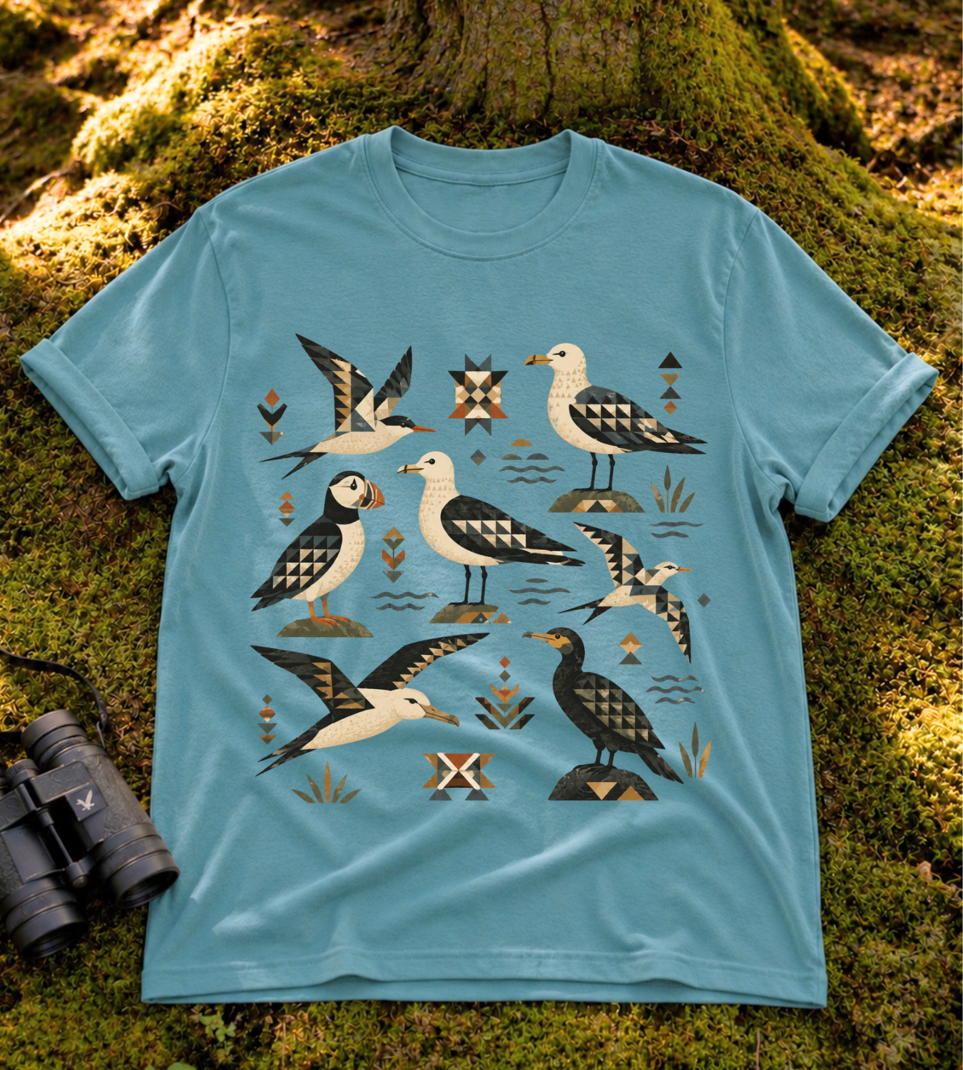 Folk Art Seabirds T Shirt