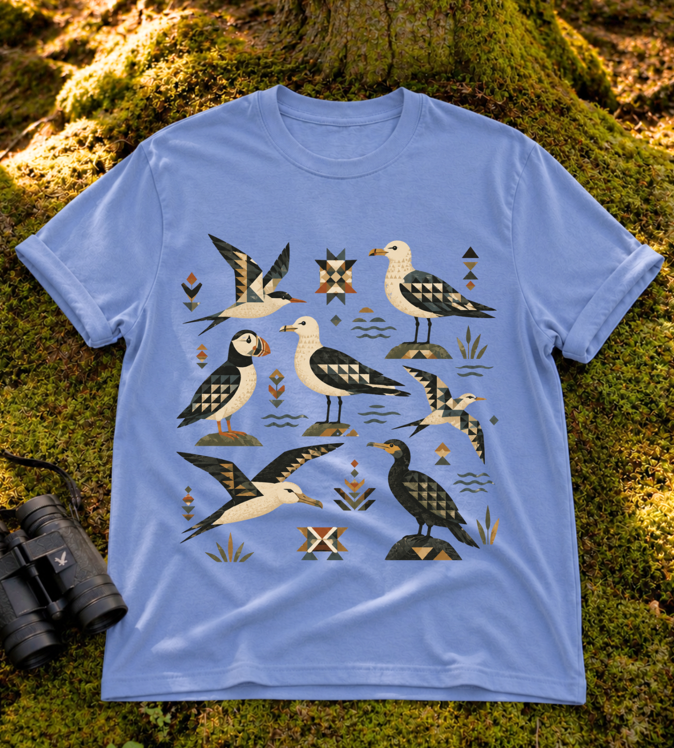 Folk Art Seabirds T Shirt