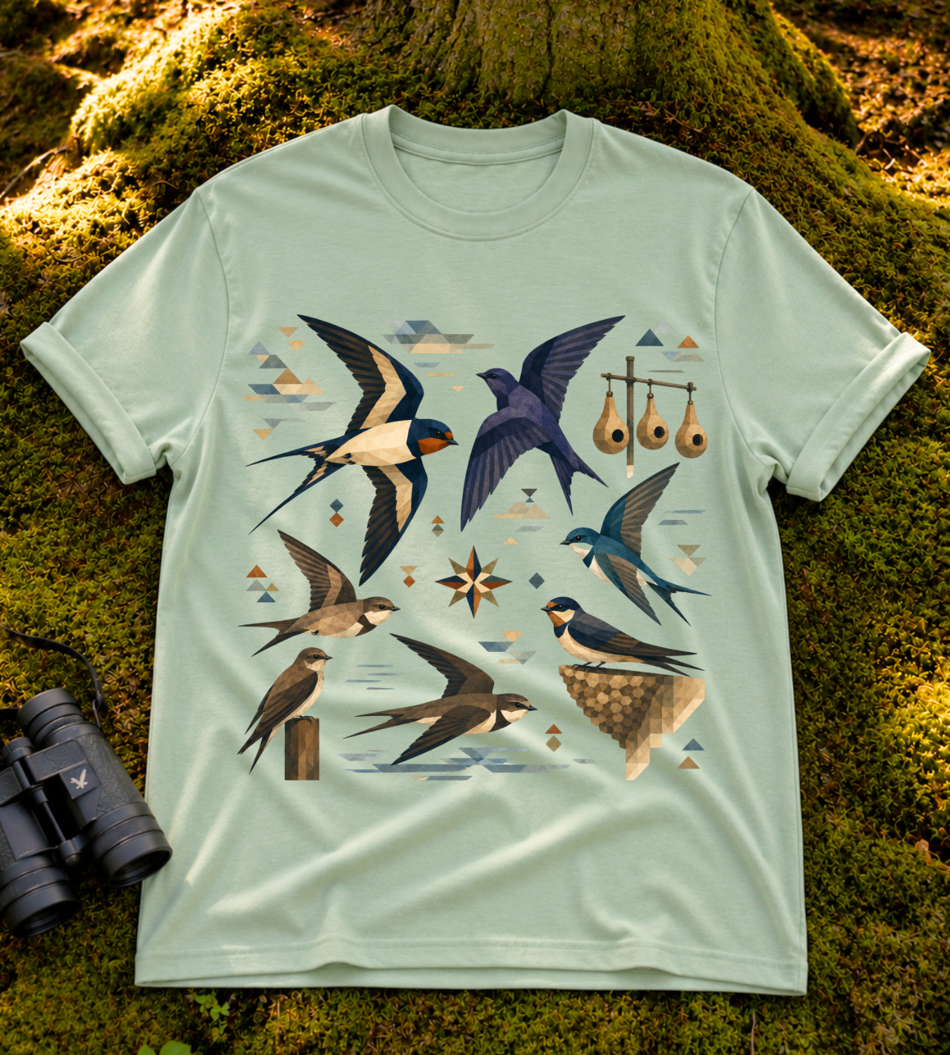 Folk Art Swallows T Shirt
