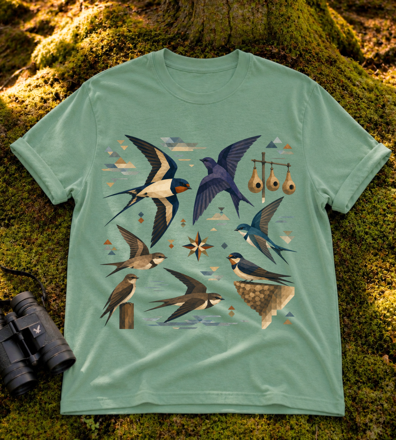 Folk Art Swallows T Shirt
