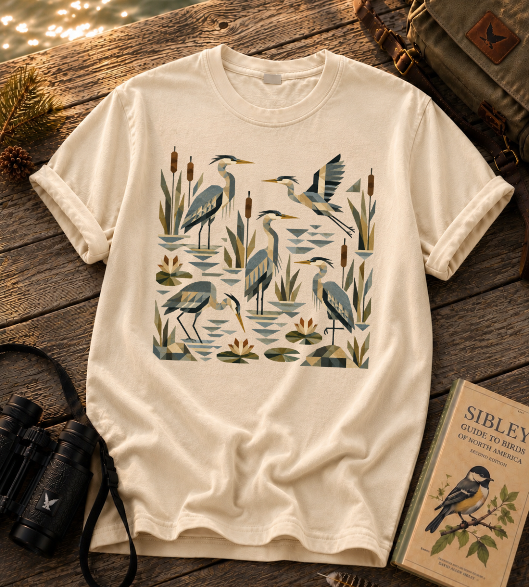Folk Art Heron T Shirt
