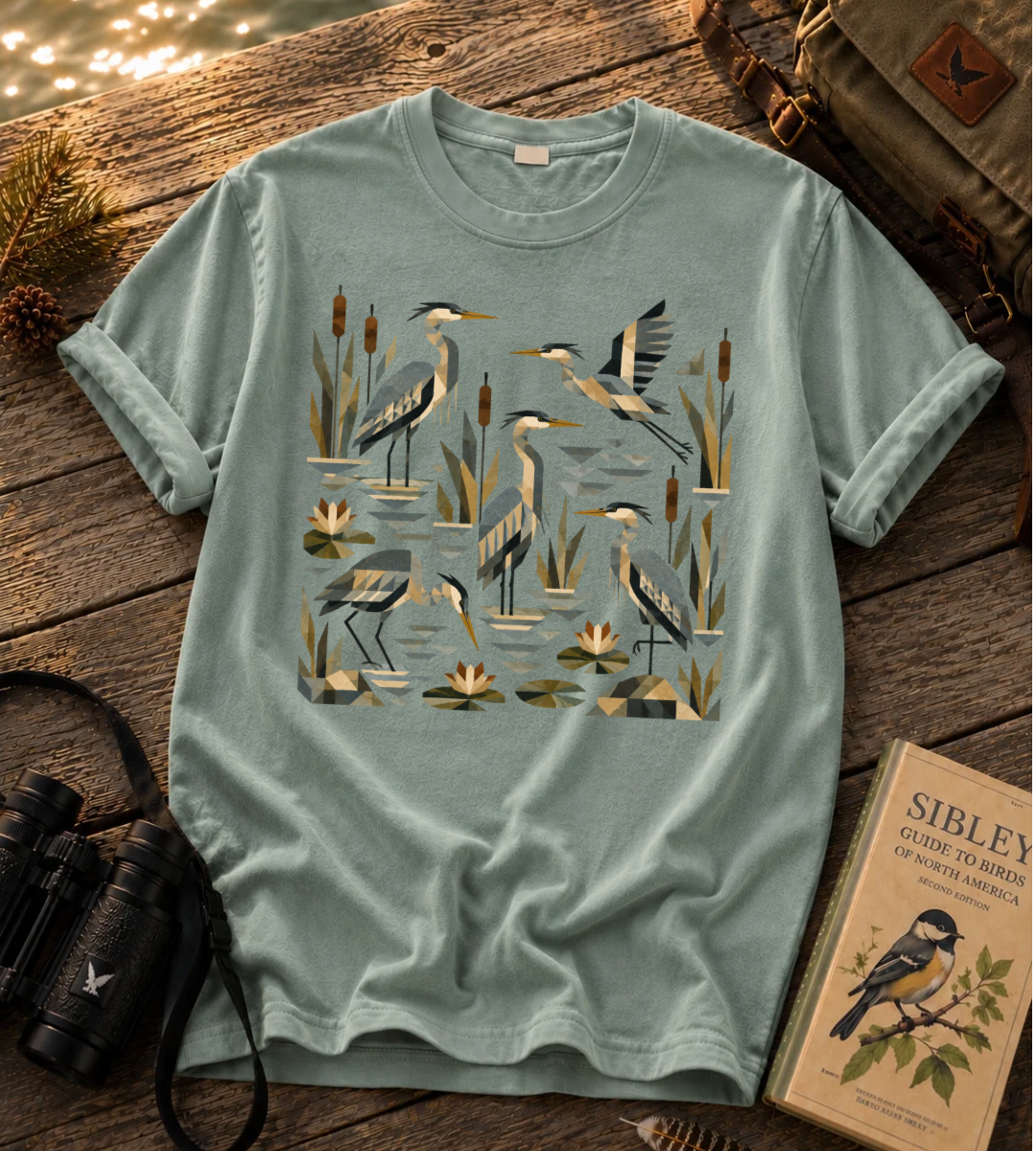 Folk Art Heron T Shirt
