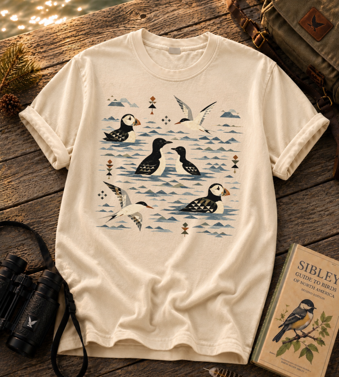 Folk Art Puffin T Shirt