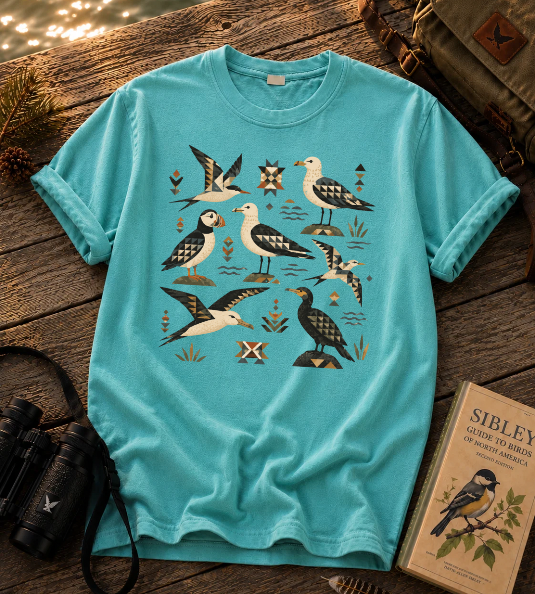 Folk Art Seabirds T Shirt