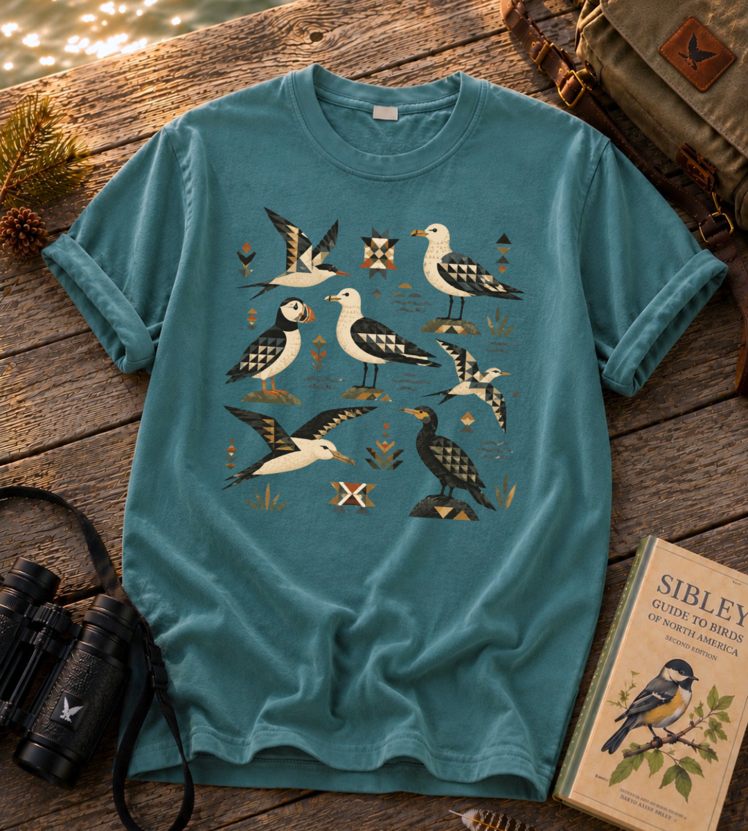 Folk Art Seabirds T Shirt