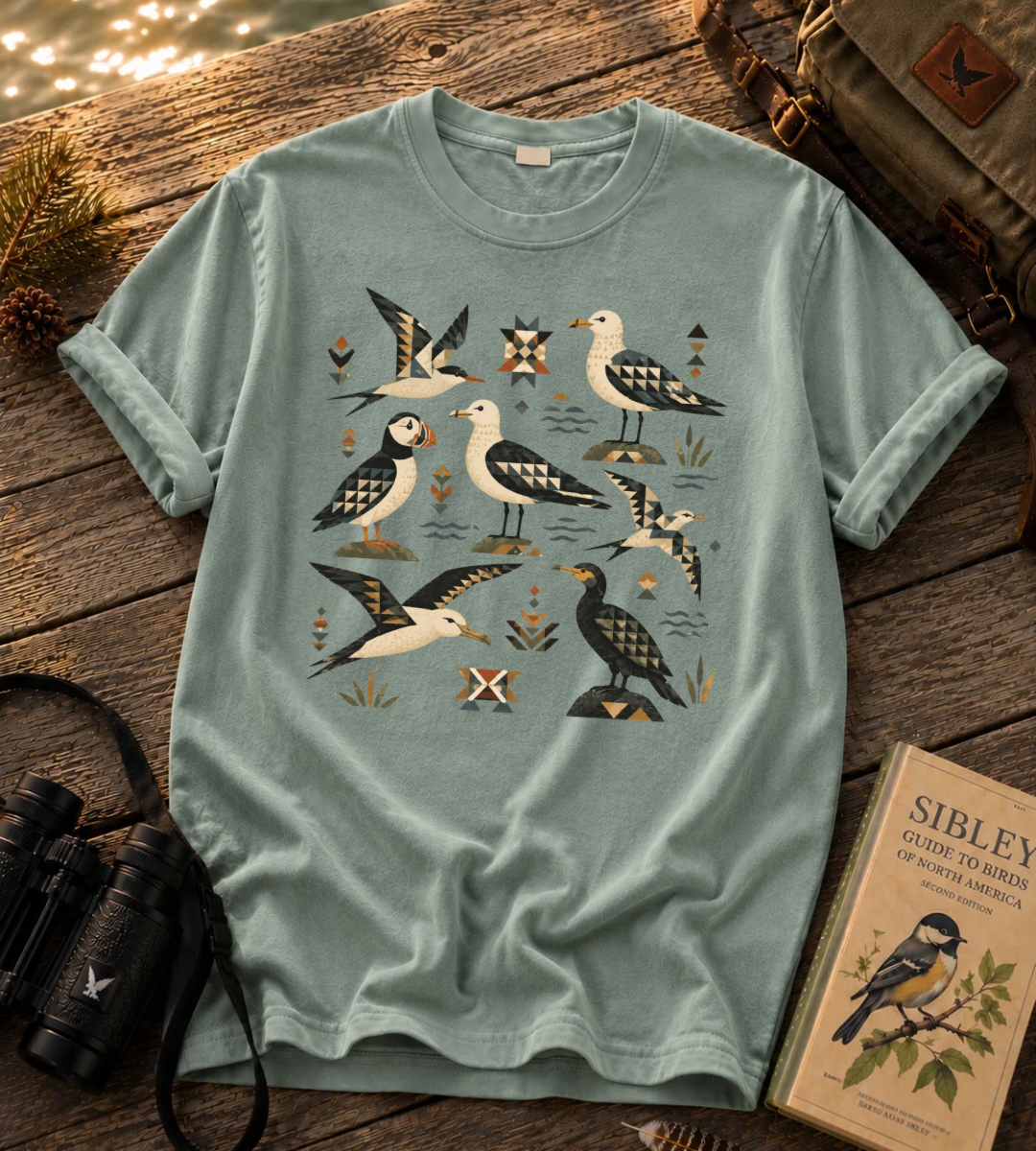 Folk Art Seabirds T Shirt