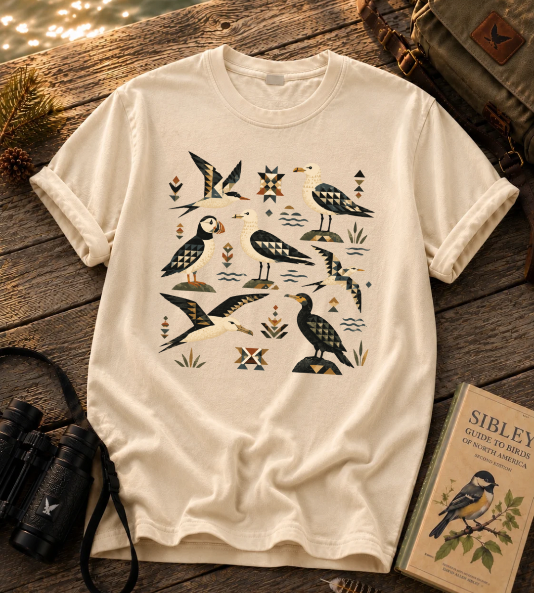 Folk Art Seabirds T Shirt