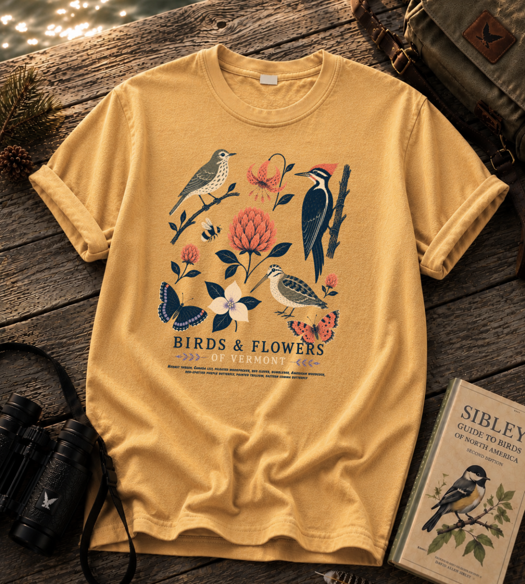 Birds and Flowers of Vermont T Shirt
