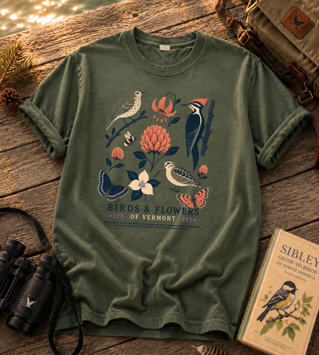 Birds and Flowers of Vermont T Shirt