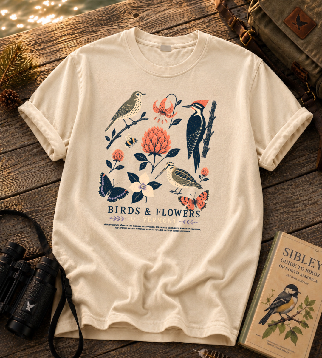 Birds and Flowers of Vermont T Shirt