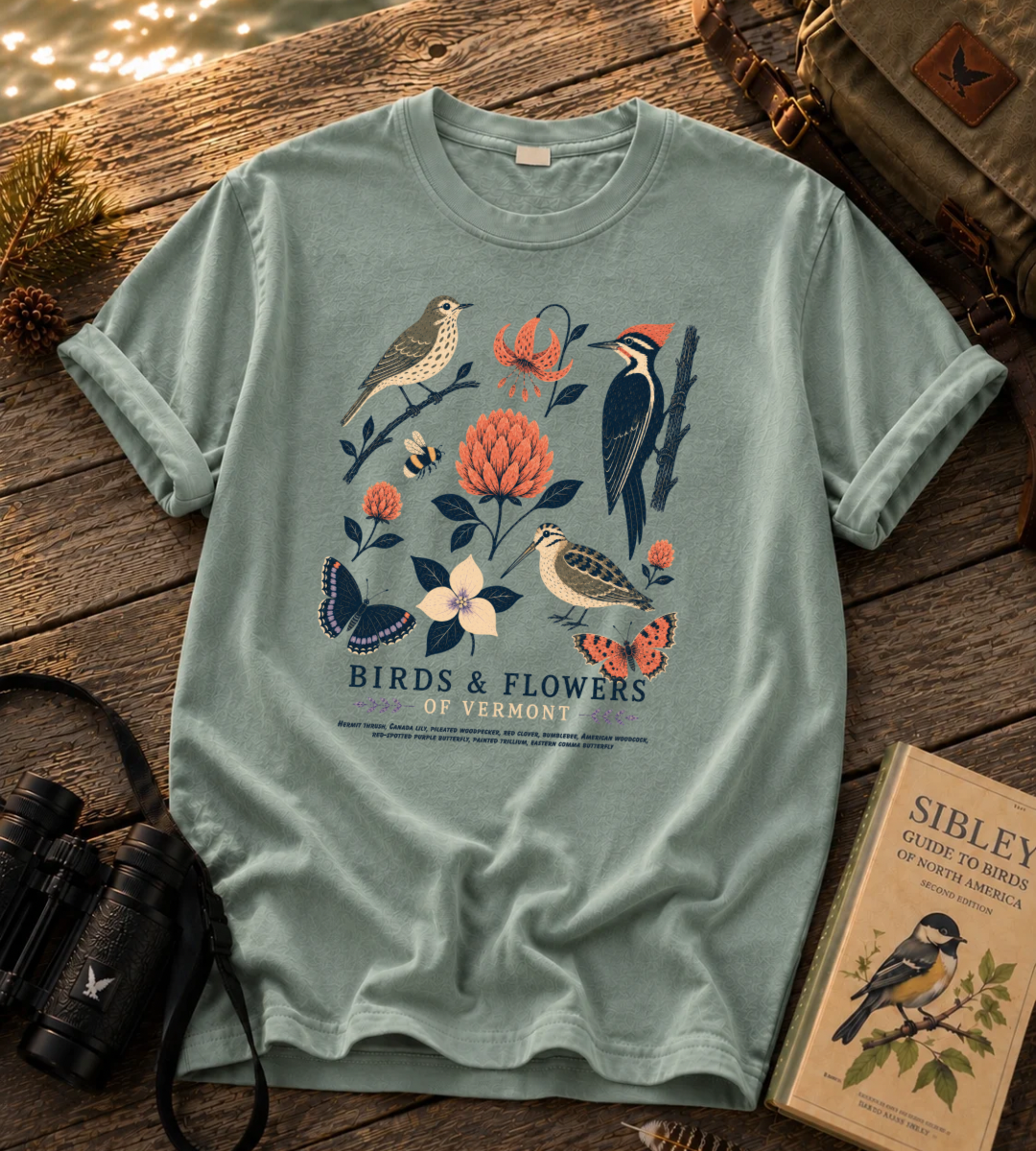 Birds and Flowers of Vermont T Shirt