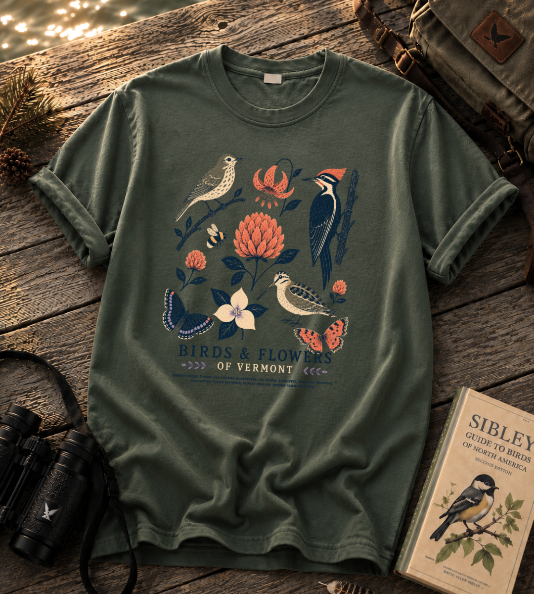 Birds and Flowers of Vermont T Shirt