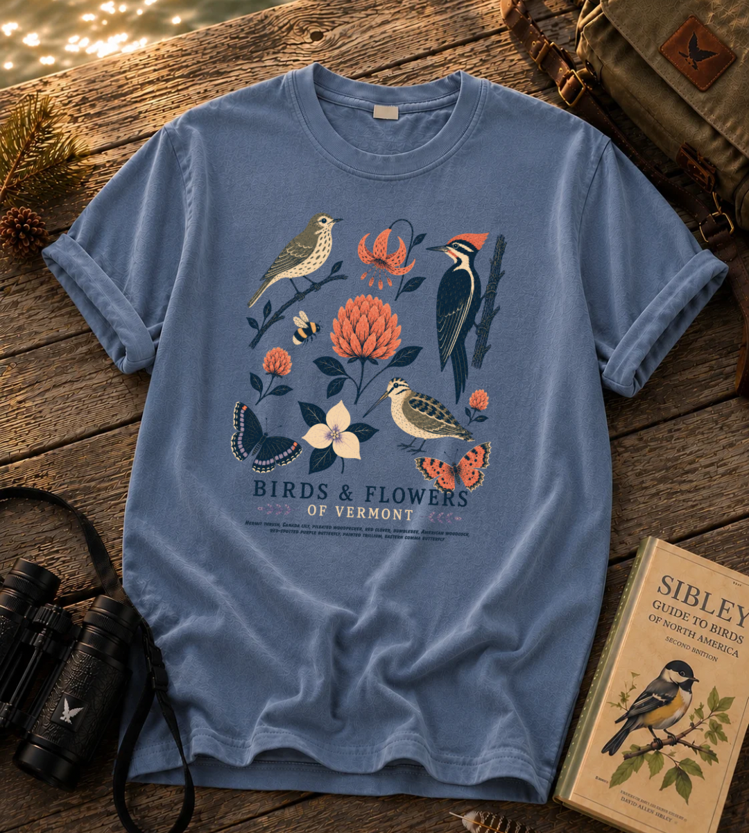 Birds and Flowers of Vermont T Shirt